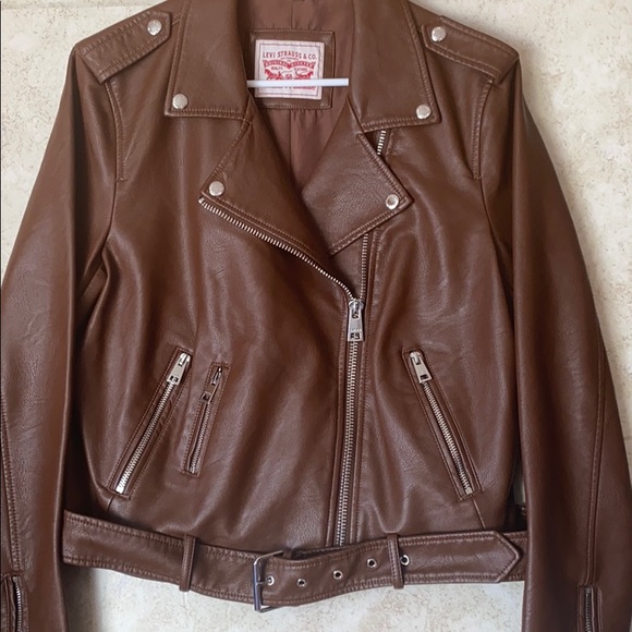 LEVI'S WOMEN'S FAUX - LEATHER MOTO JACKET Size "L" - Picture 7 of 13